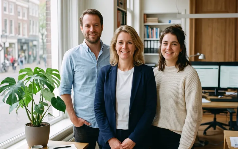 Het team van Van Dijk Advies in hun kantoor.